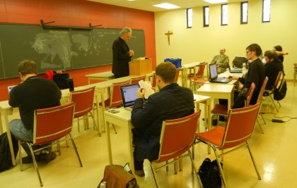 Rev. Schulz speaks to a dogmatics class